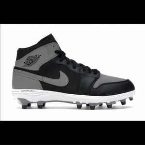 NEW JORDAN 1 Mid Gray/Black Cleats Size 12.5 NWT